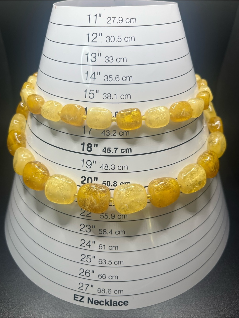 Vintage Hong Kong Honey Yellow Crackle Glass Double Strand statement necklace - Picture 5 of 6
